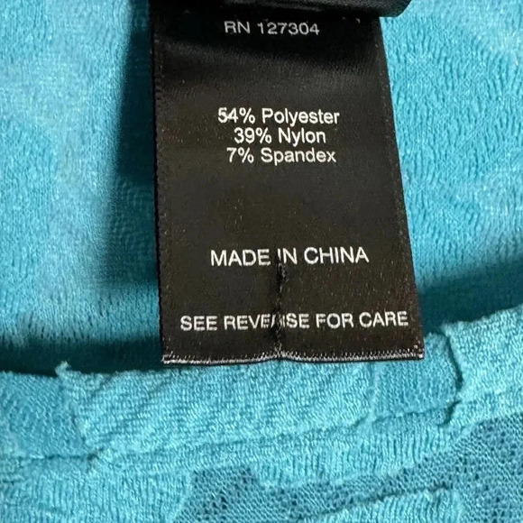 Ali Miles size Medium artsy turquoise boxy tunic top NWT Puckered fabric - Picture 7 of 9